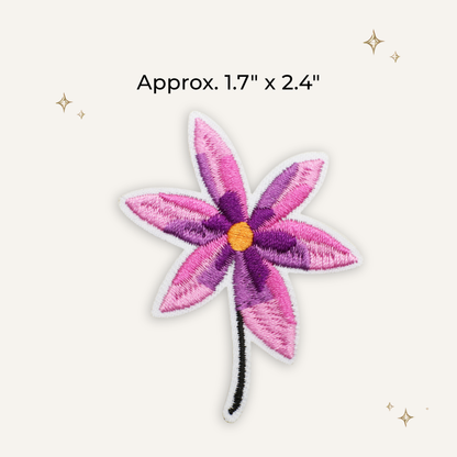 Purple Flower Embroidered Patch- RTS