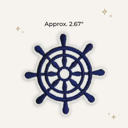 Nautical Ships Wheel Navy Embroidered Patch