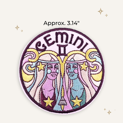 Retro Pastel Gemini Zodiac Embroidered Patch