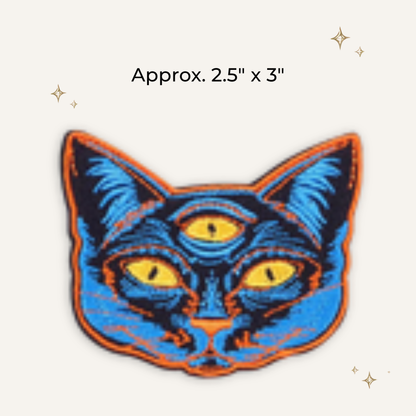 Blue 3 Eyed Cat Embroidered Patch- RTS
