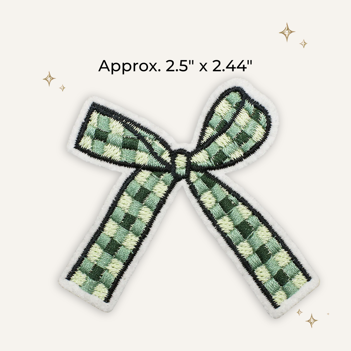 Southern Green Gingham Plaid Bow Embroidered Patch