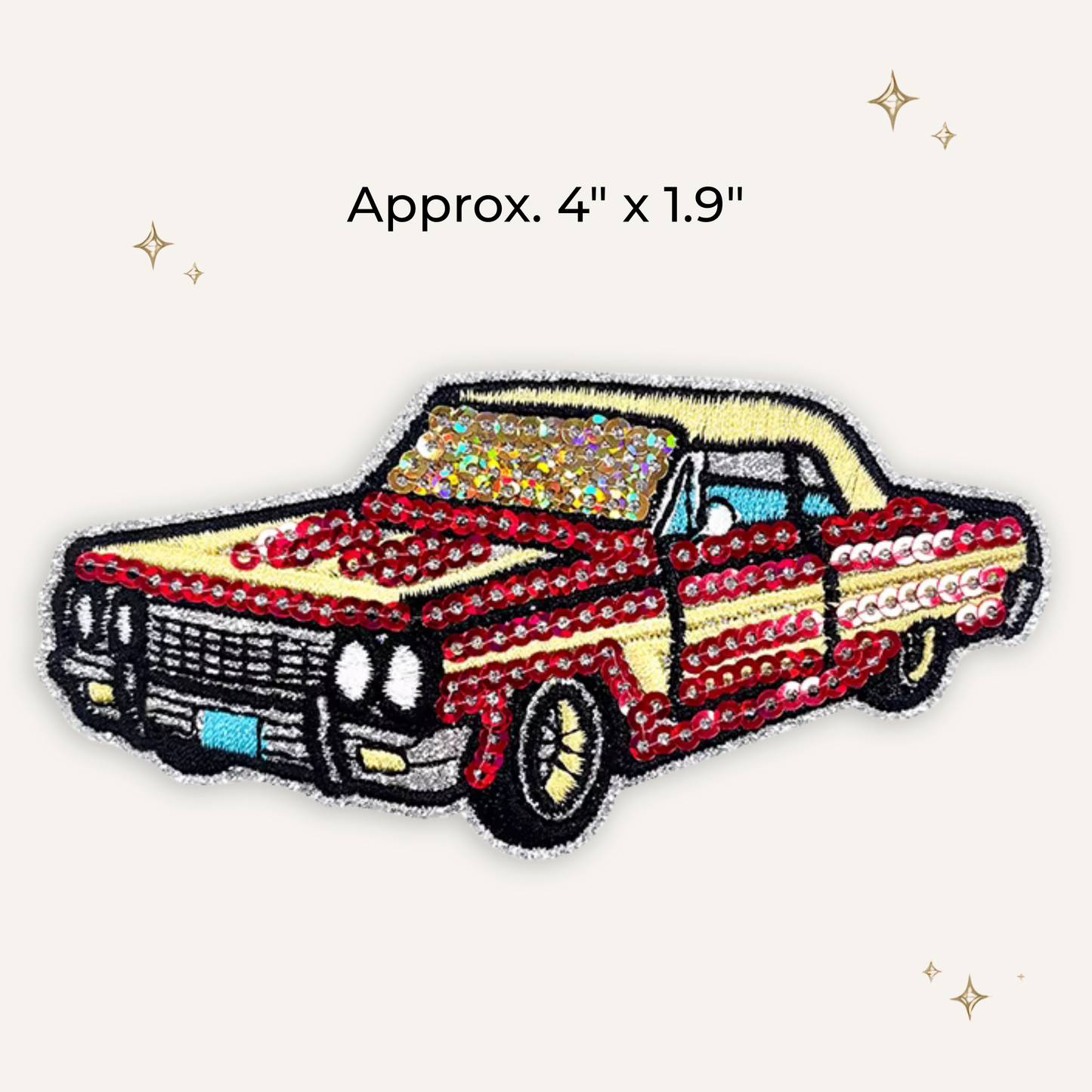 Lowrider Car 3 Sequin & Glitter Embroidered Patch