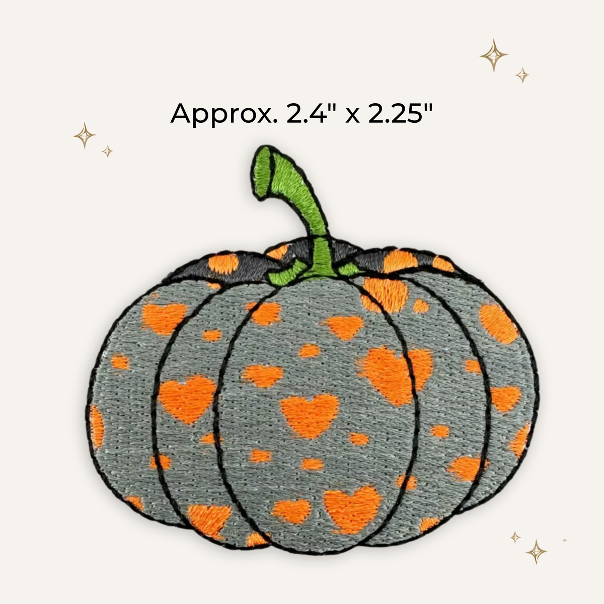 Pumpkin Grey & Orange Hearts Embroidered Patch