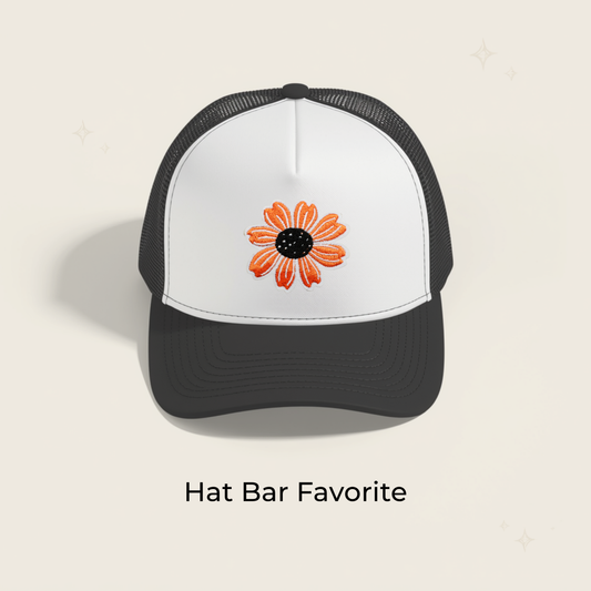 Orange Flower Embroidered Patch- RTS