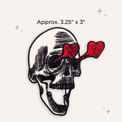 Skull Heart Eyes Embroidered Patch- RTS