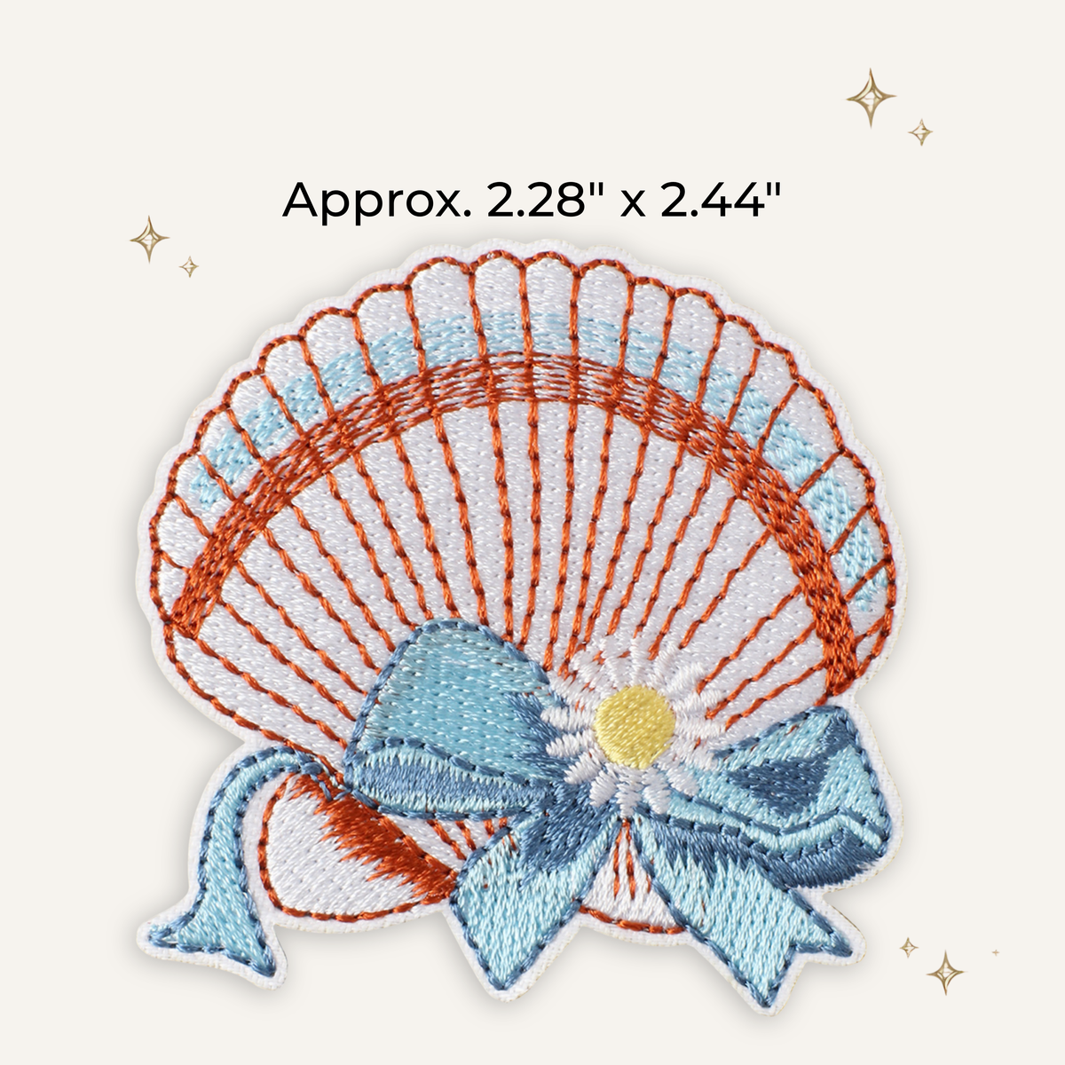 Cottage Seaside Floral Seashell Embroidered Patch