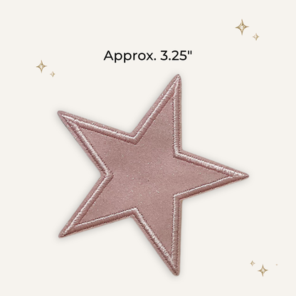 Lt Pink Glitter Star 3.25" Embroidered Patch