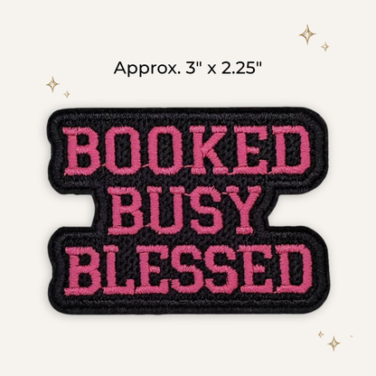 Booked Busy Blessed Embroidered Patch