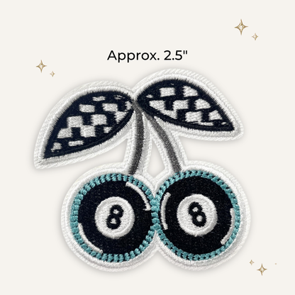 Black & Turquoise Cherry 8 Ball Embroidered Patch