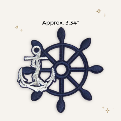 Nautical Ships Wheel & Anchor Embroidered Patch