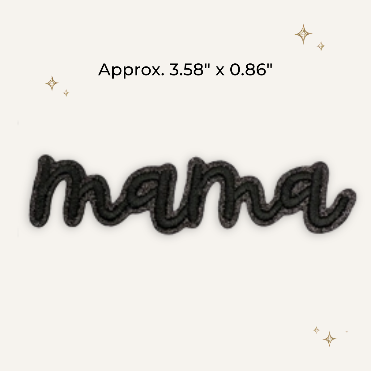 Mama Script Black Glitter Embroidered Patch