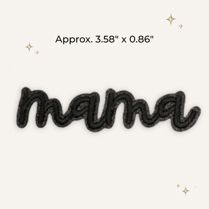 Mama Script Black Glitter Embroidered Patch