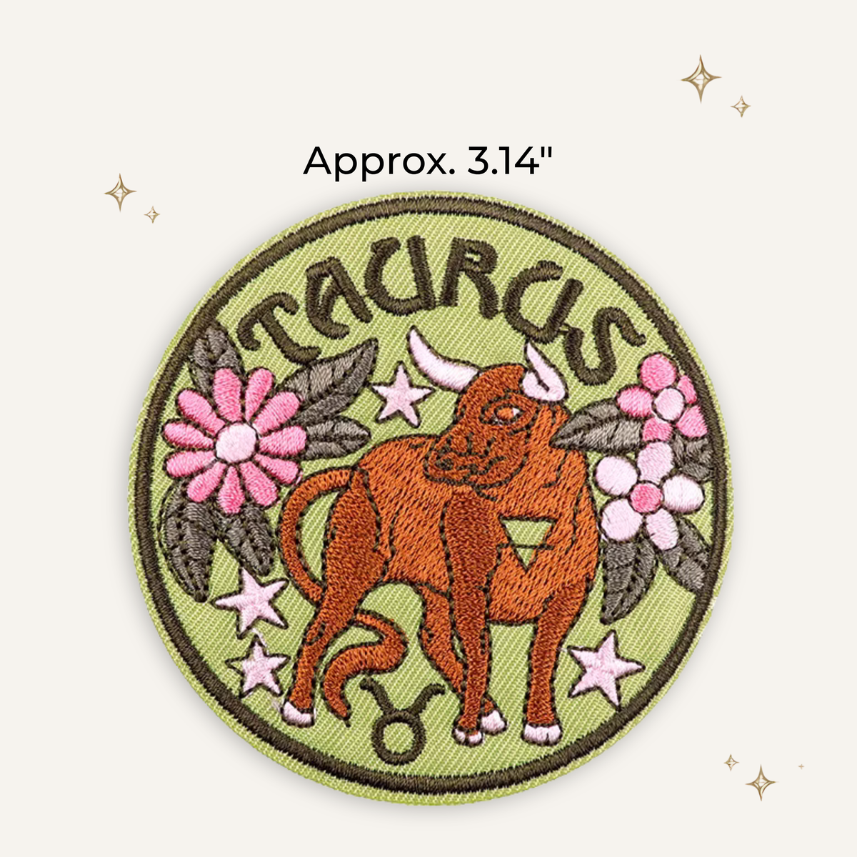 Retro Pastel Taurus Zodiac Embroidered Patch