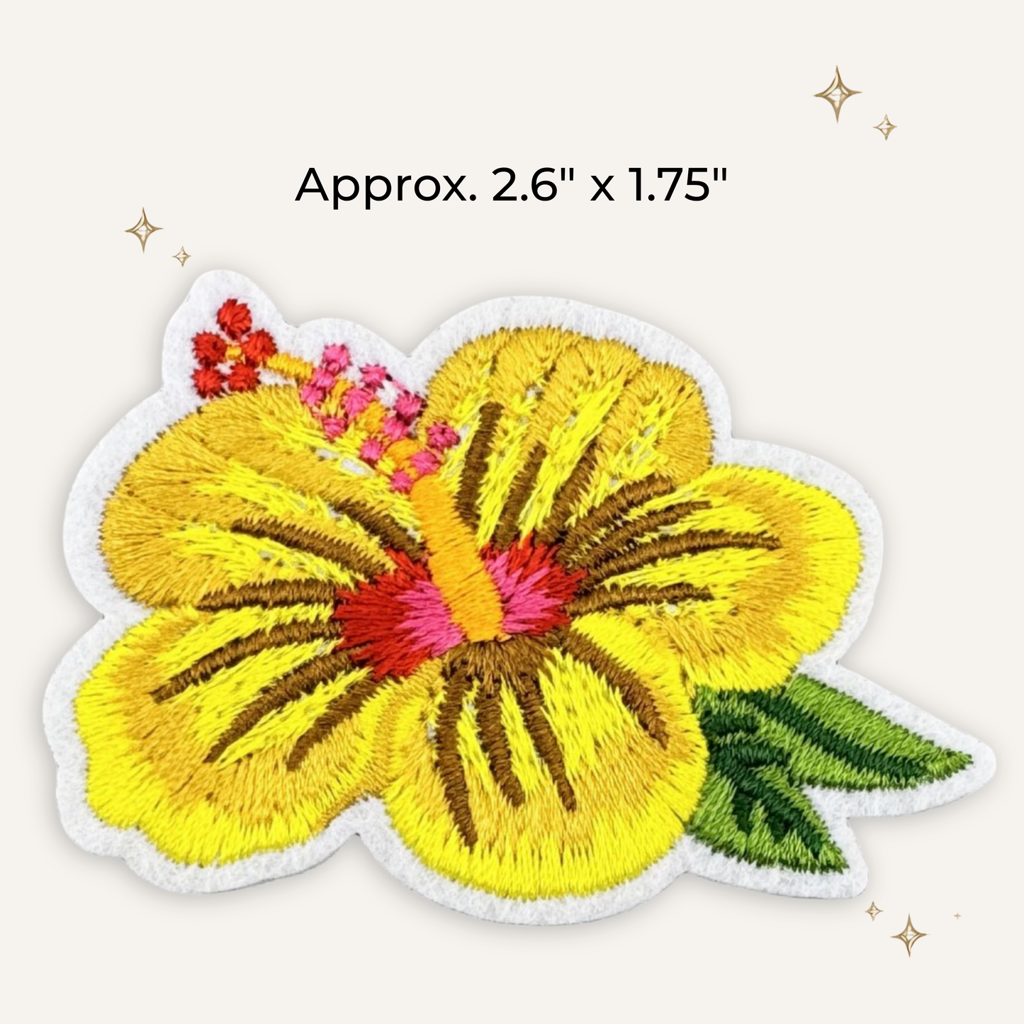 Tropical Yellow Hibiscus Embroidered Patch