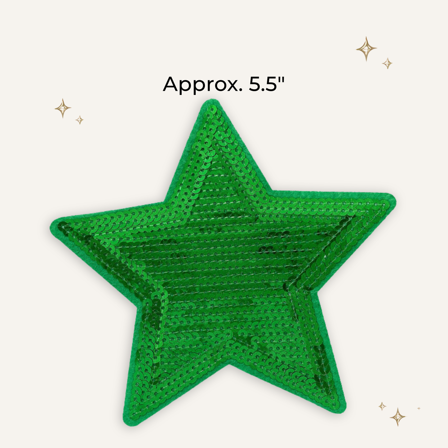 Green Sequin Star 5.5" Embroidered Patch