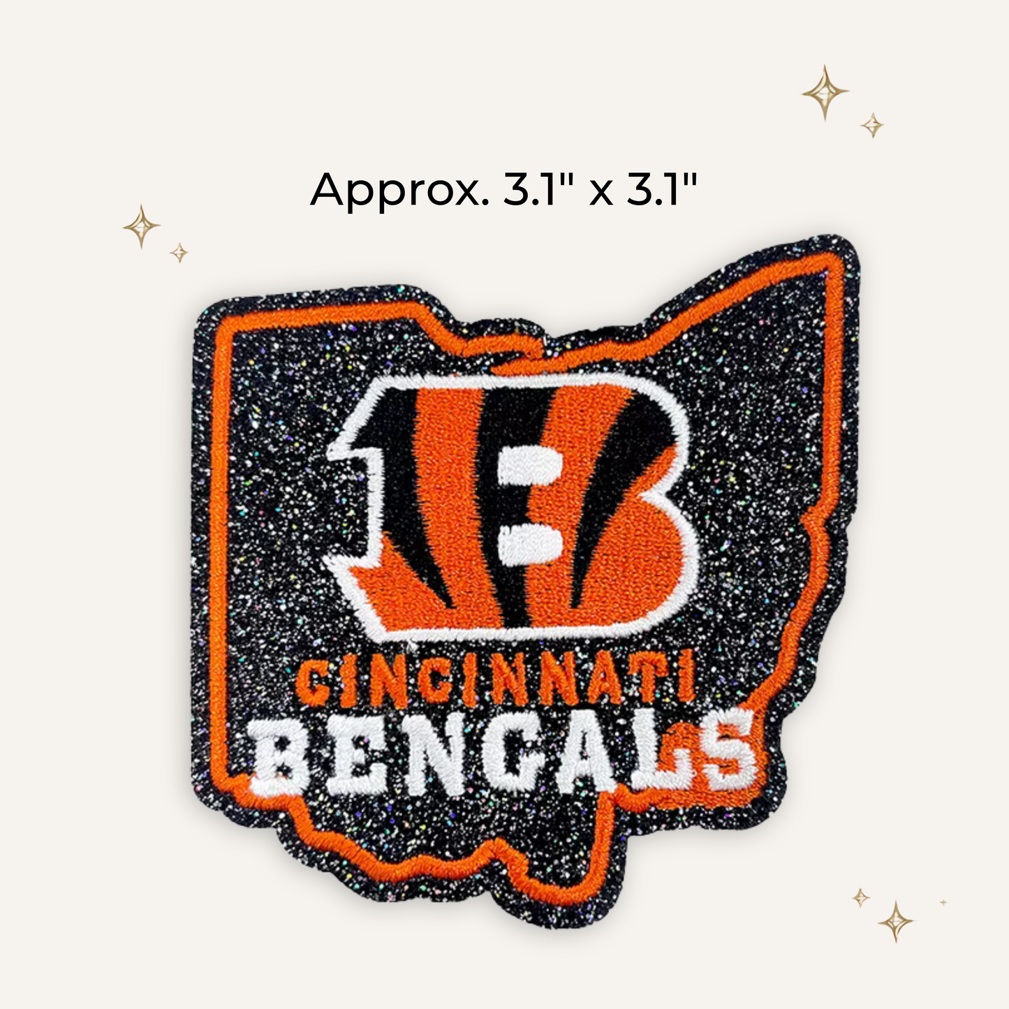 Cincinnati Bengals State Glitter Embroidered Patch