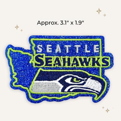 Seattle Seahawks State Glitter Embroidered Patch