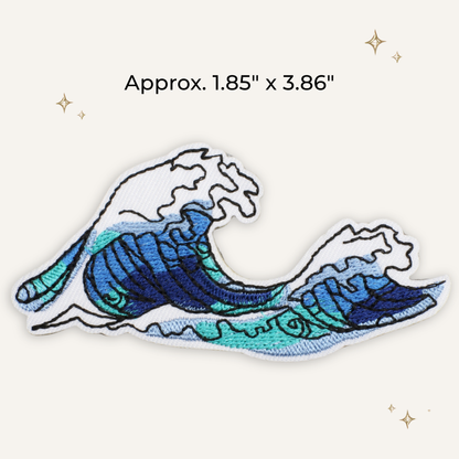 Double Wave Teal Embroidered Patch