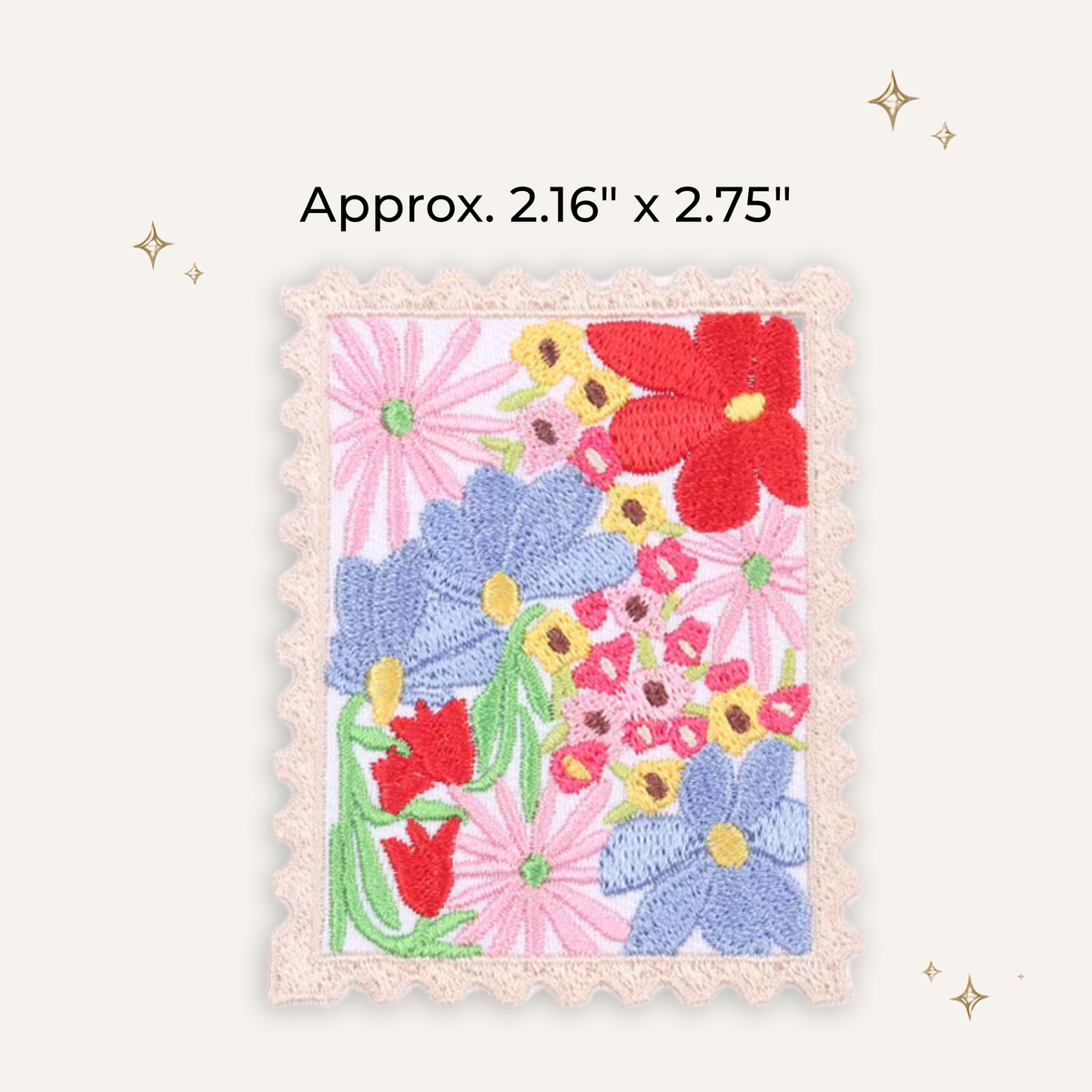 Matisse Inspired Pastel Wildflower Stamp Embroidered Patch