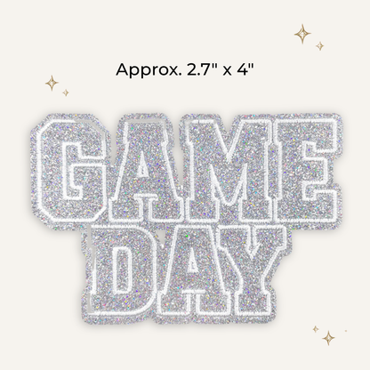 Game Day Silver Block Glitter Embroidered Patch