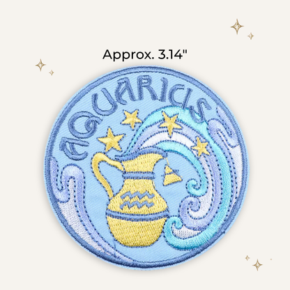Retro Pastel Aquarius Zodiac Embroidered Patch