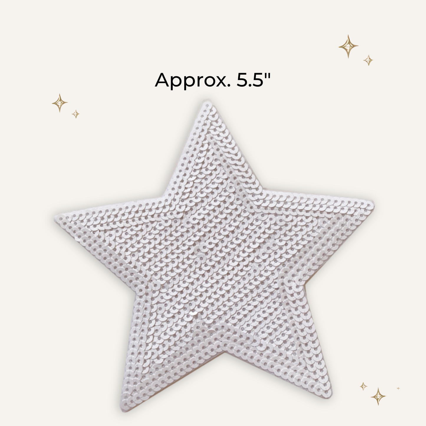 White Sequin Star 5.5" Embroidered Patch