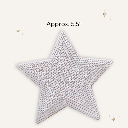White Sequin Star 5.5" Embroidered Patch
