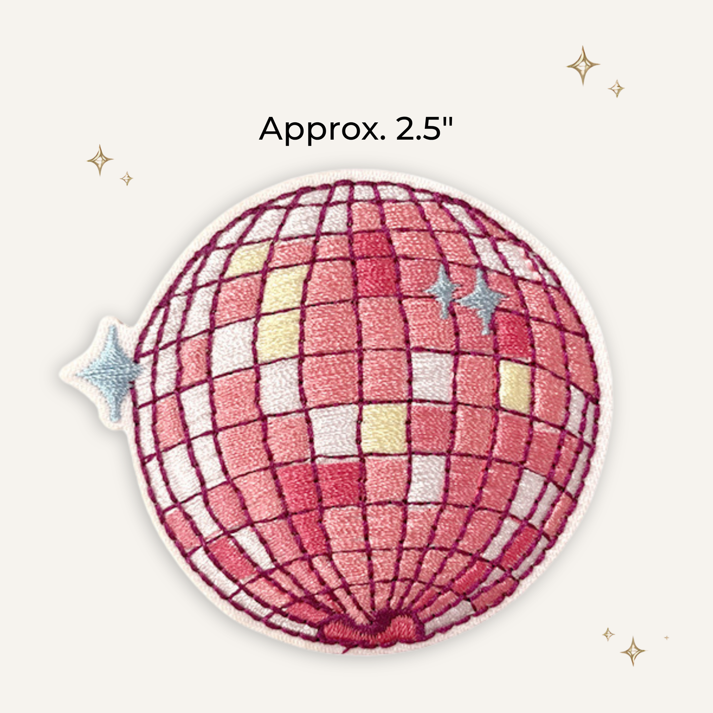 Pink Disco Ball Embroidered Patch- RTS