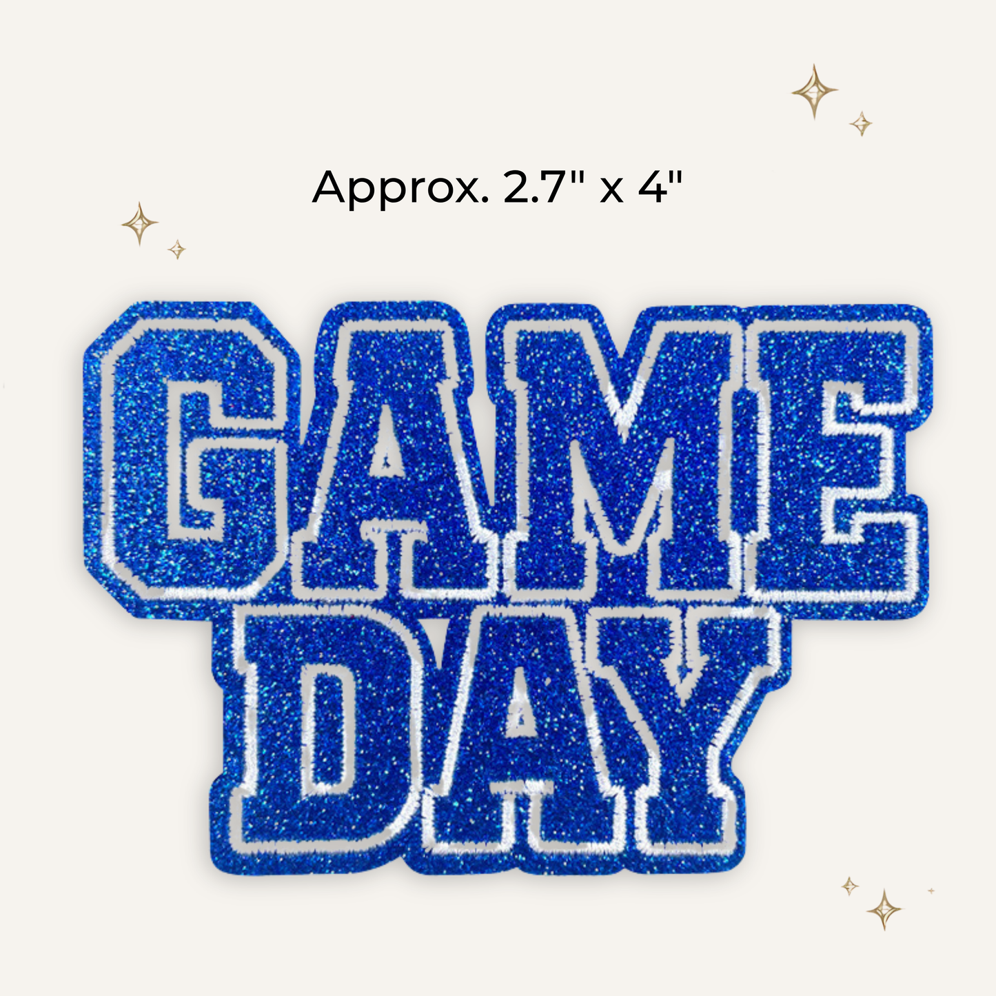 Game Day Blue Block Glitter Embroidered Patch