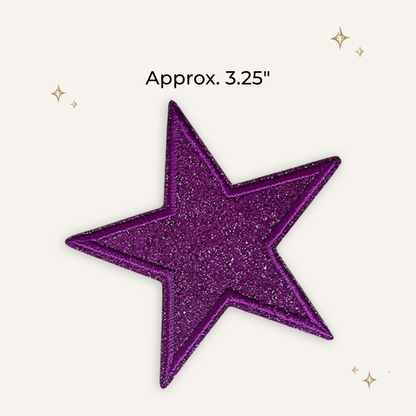 Purple Glitter Star 3.25" Embroidered Patch