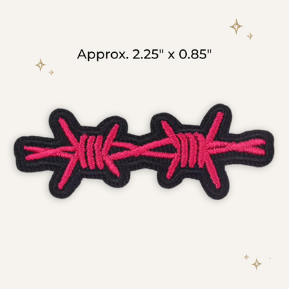Hot Pink Barbed Wire Embroidered Patch