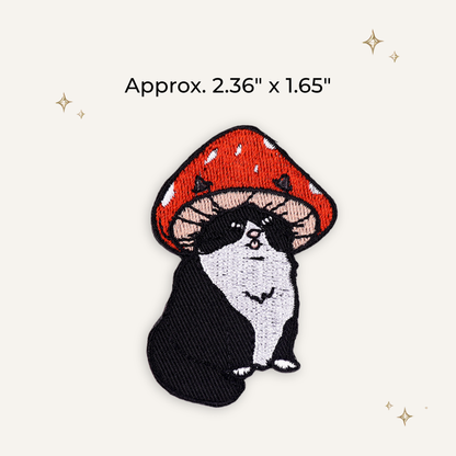 Mushroom Hat Fat Cat Embroidered Patch