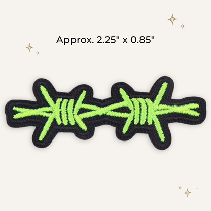 Lime Green Barbed Wire Embroidered Patch