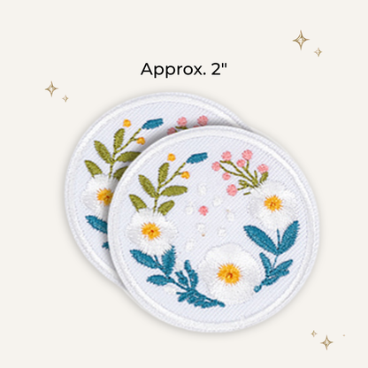 Cottage Floral White Bouquet Embroidered Patch