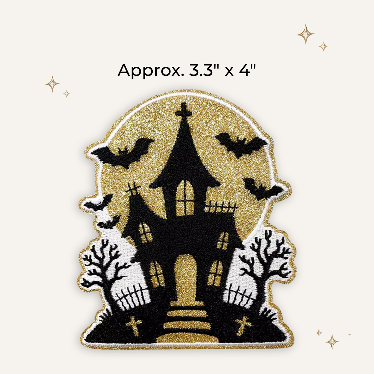 Haunted House Gold Glitter Embroidered Patch