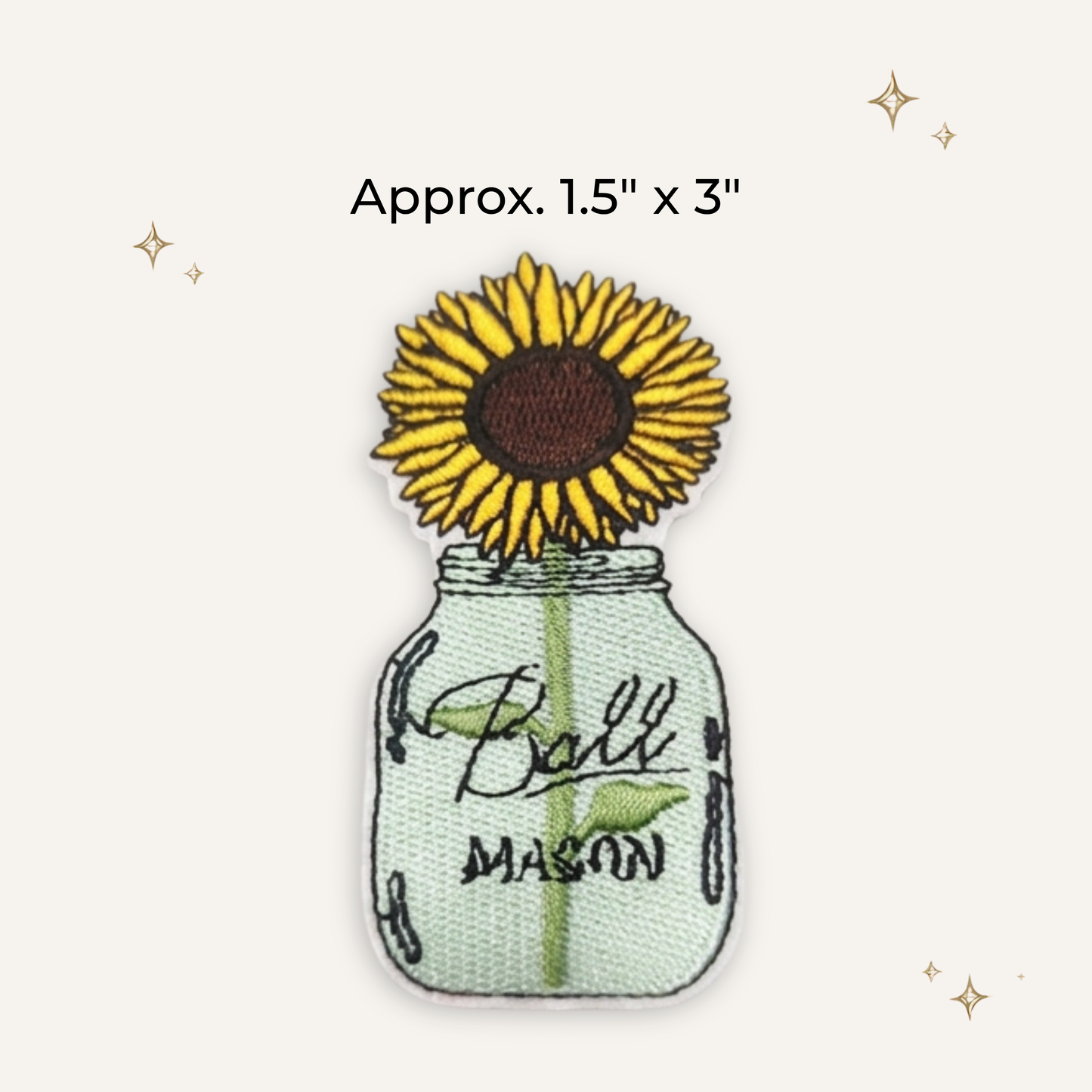 Sunflower Mason Jar Embroidered Patch