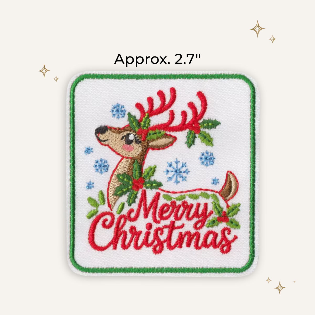 Vintage Christmas Reindeer Embroidered Patch