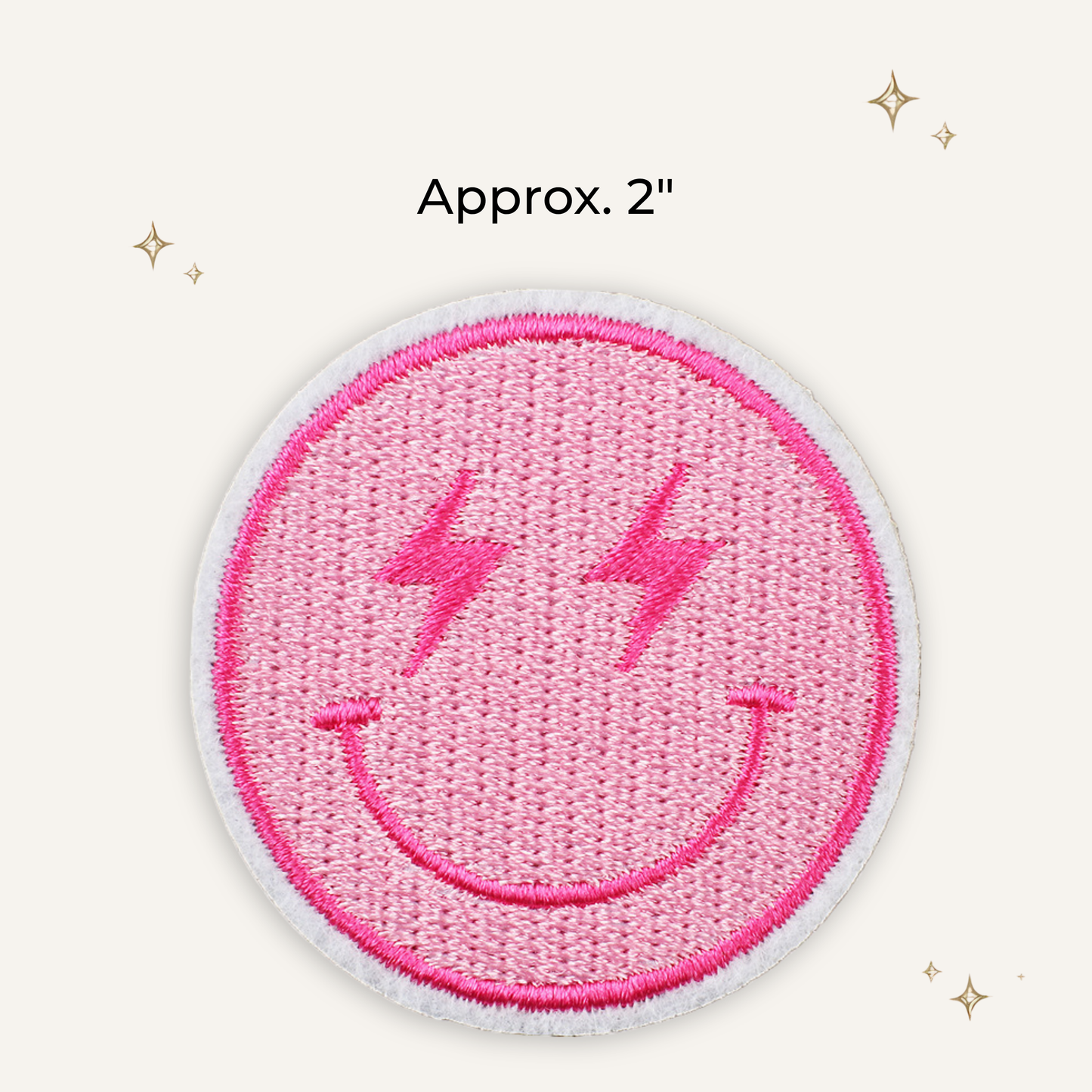 Pink Bolt Smile Embroidered Patch- RTS