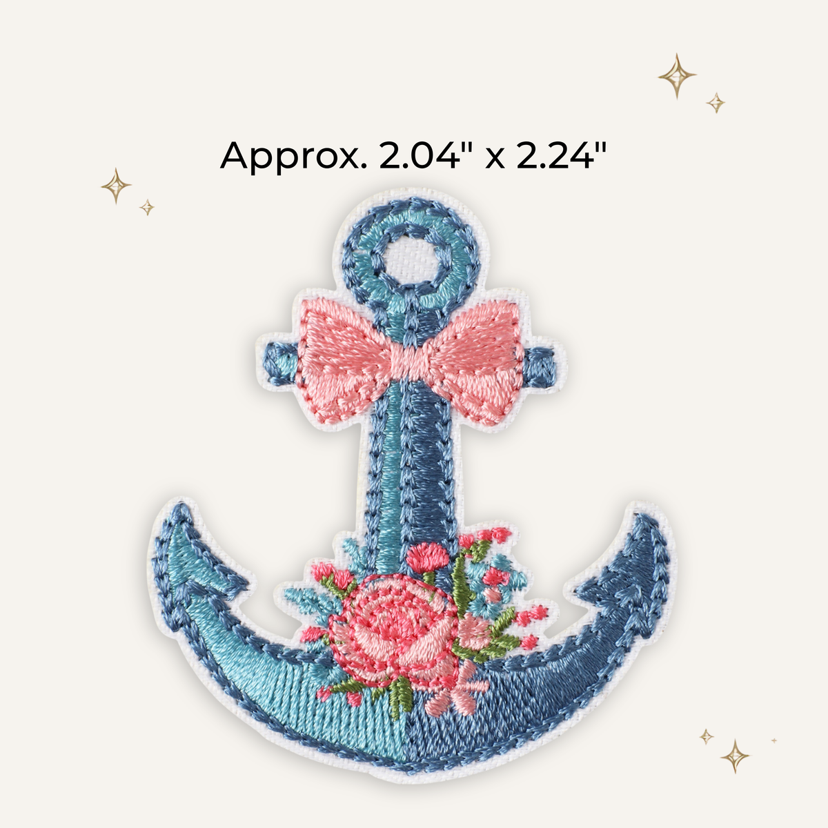 Cottage Seaside Floral Anchor Embroidered Patch