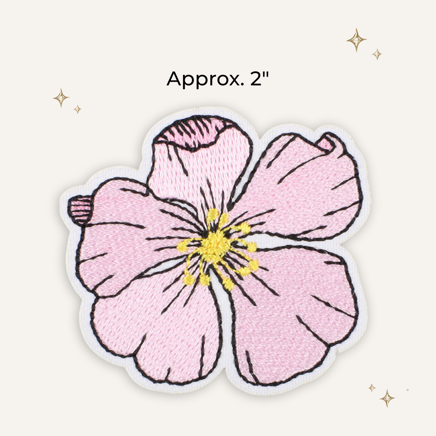 Tropical Flower Pink Pastel Embroidered Patch