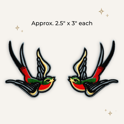Swallow Pair Embroidered Patch