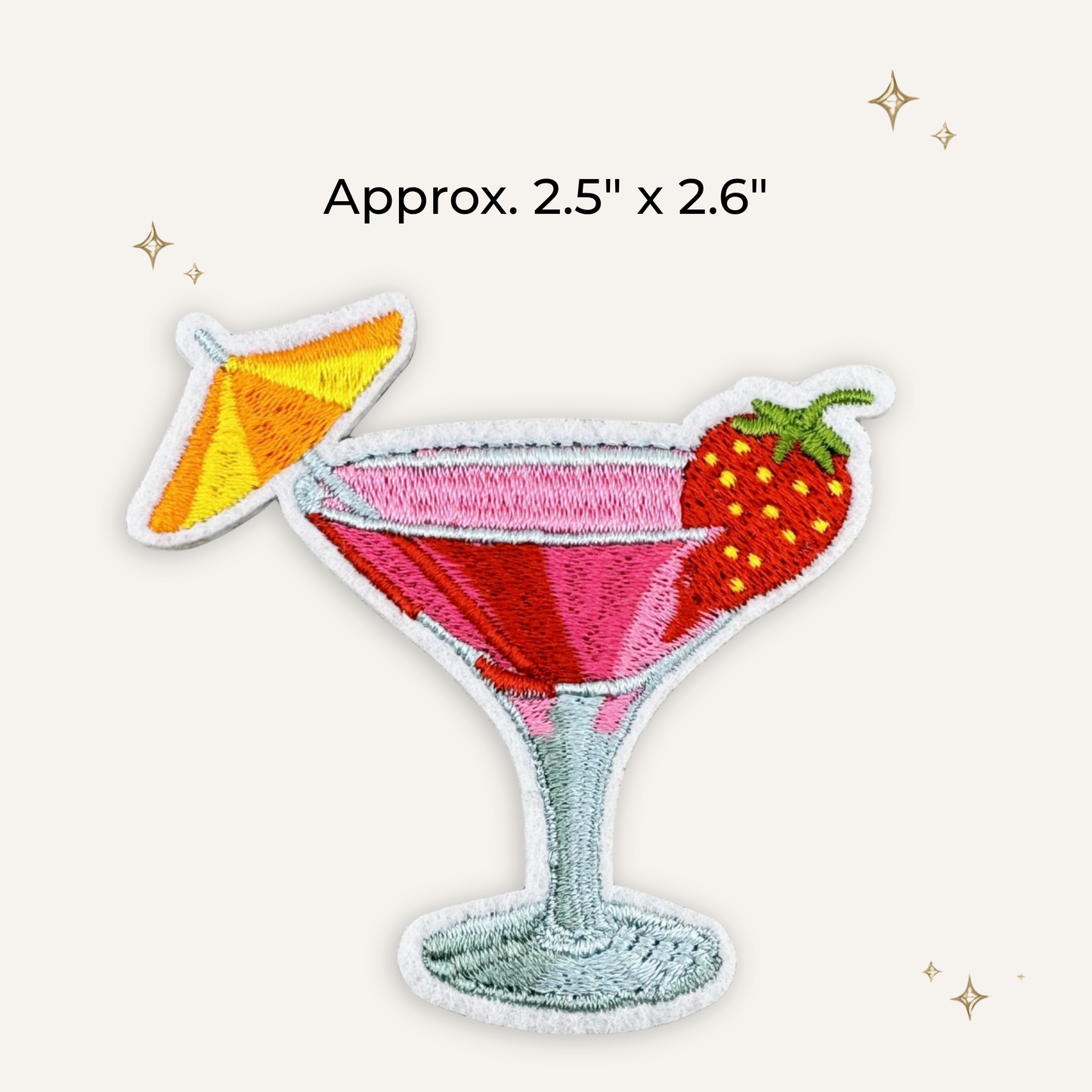 Tropical Strawberry Drink Lg Embroidered Patch