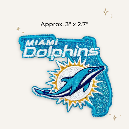 Miami Dolphins State Glitter Embroidered Patch