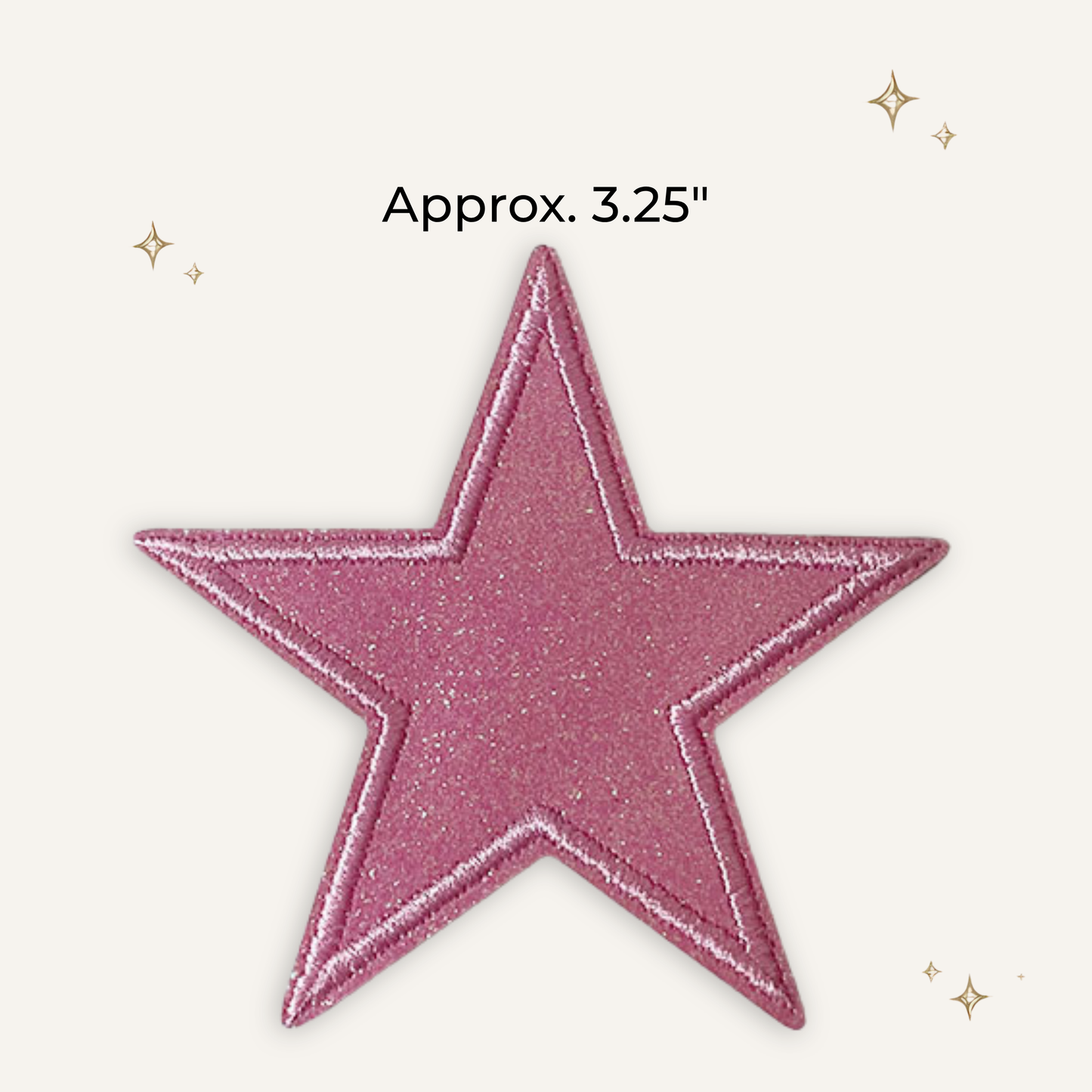 Hot Pink Glitter Star 3.25" Embroidered Patch
