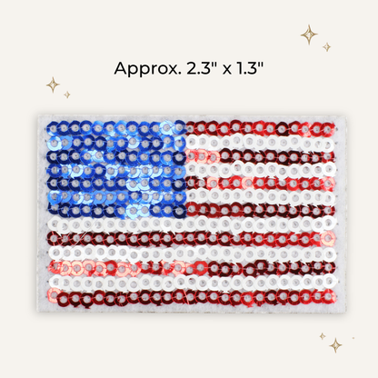Sequin USA Flag Embroidered Patch- RTS