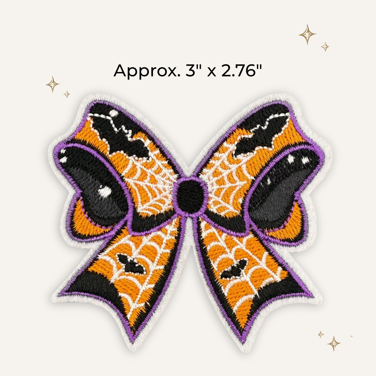 Halloween Web & Bat Bow Embroidered Patch