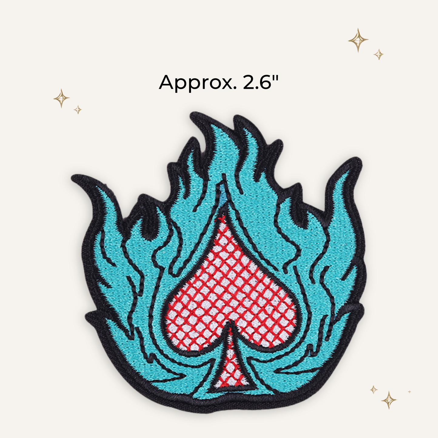 Spade & Turquoise Flame Embroidered Patch