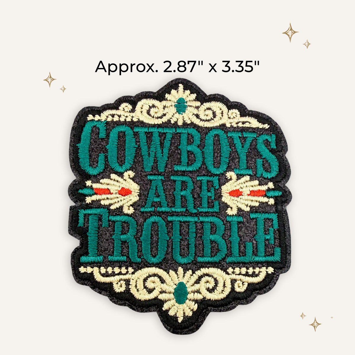 Cowboys Are Trouble Glitter Embroidered Patch