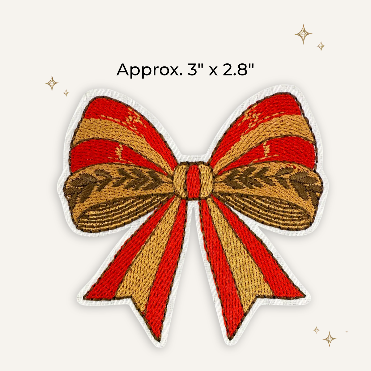Christmas Classic Gingerbread Bow Embroidered Patch