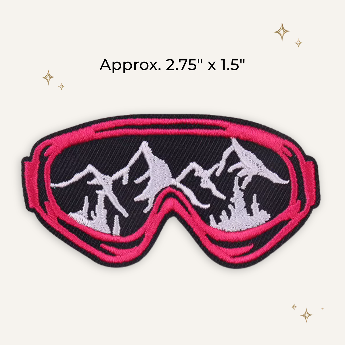 Hot Pink Mountain Ski Goggles Embroidered Patch